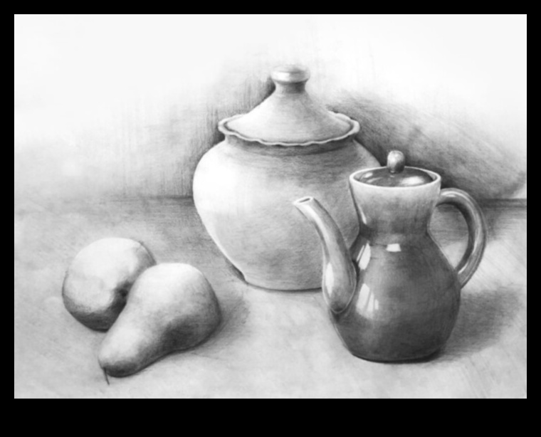 עיפרון ופנינים: שרטוט אלגנטיות בטבע דומם