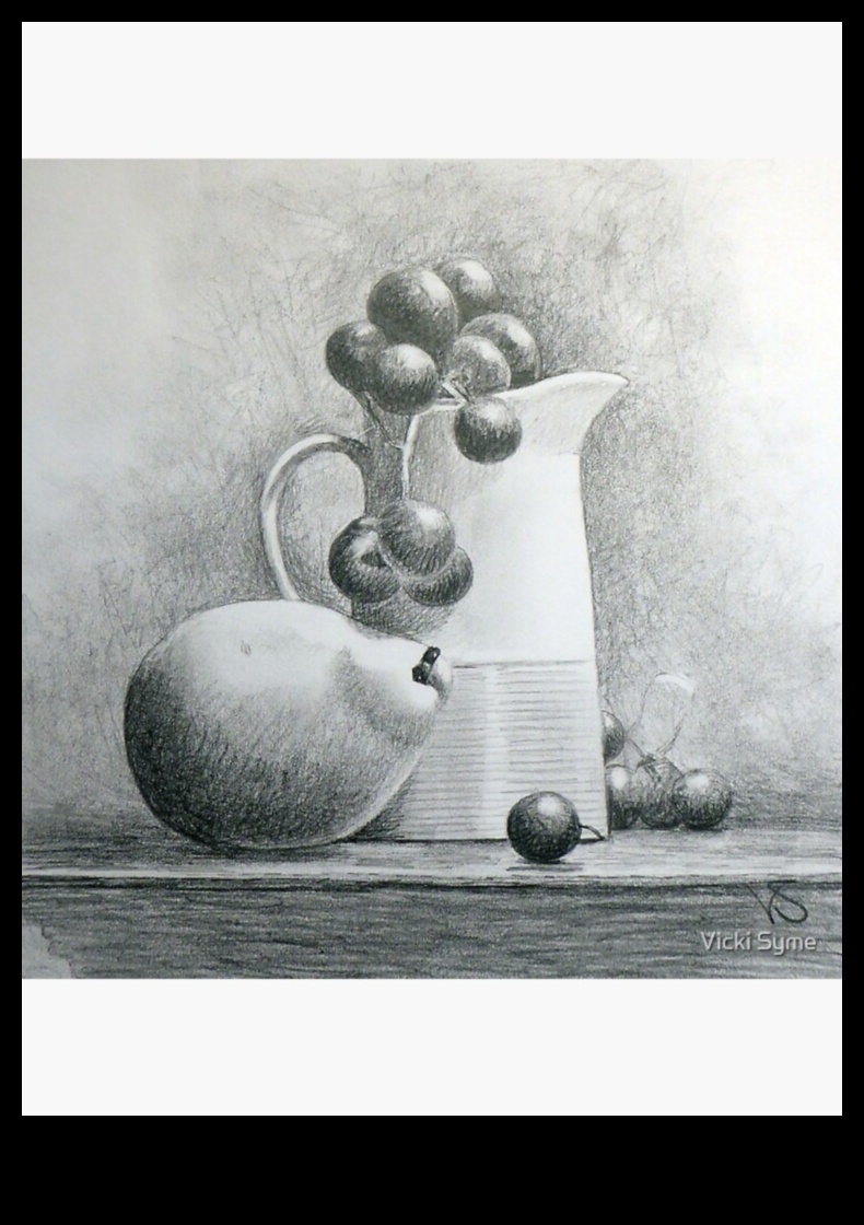 עיפרון ופנינים: שרטוט אלגנטיות בטבע דומם