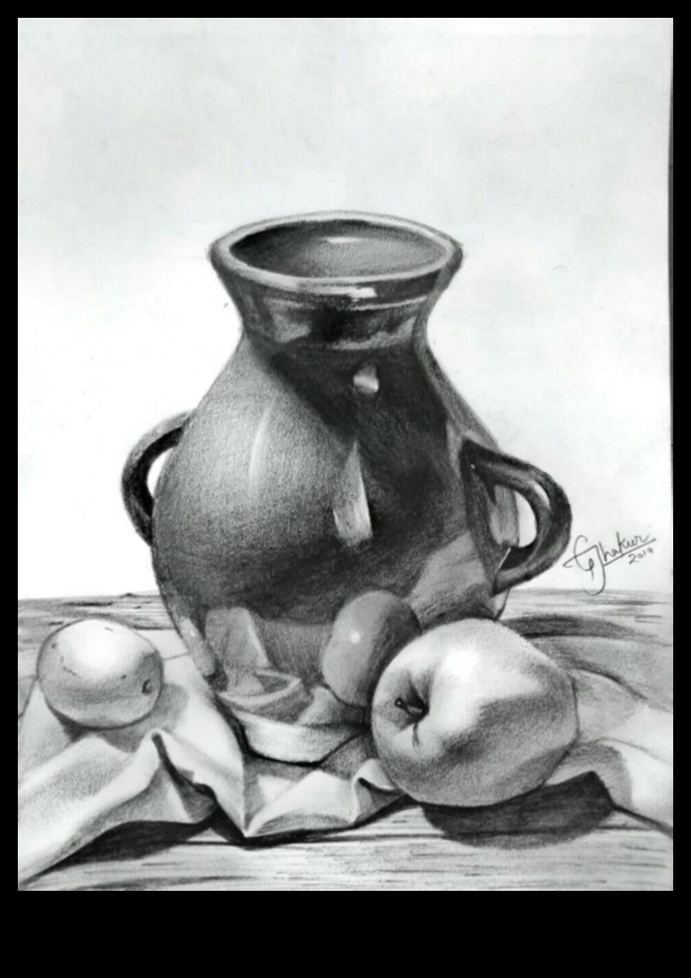 עיפרון ופנינים: שרטוט אלגנטיות בטבע דומם